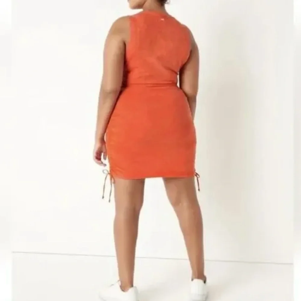Victoria's Secret PINK Sleeveless Ruched Drawstring Dress Coral Orange XL - Picture 2 of 9